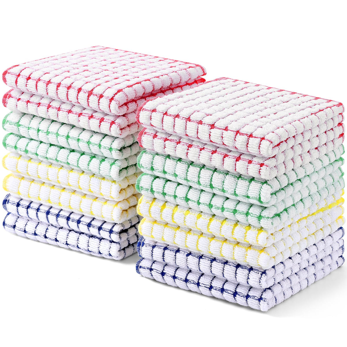 Kitinjoy Cotton 8 Pack Terry Kitchen Dish Cloths, Mixed Color
