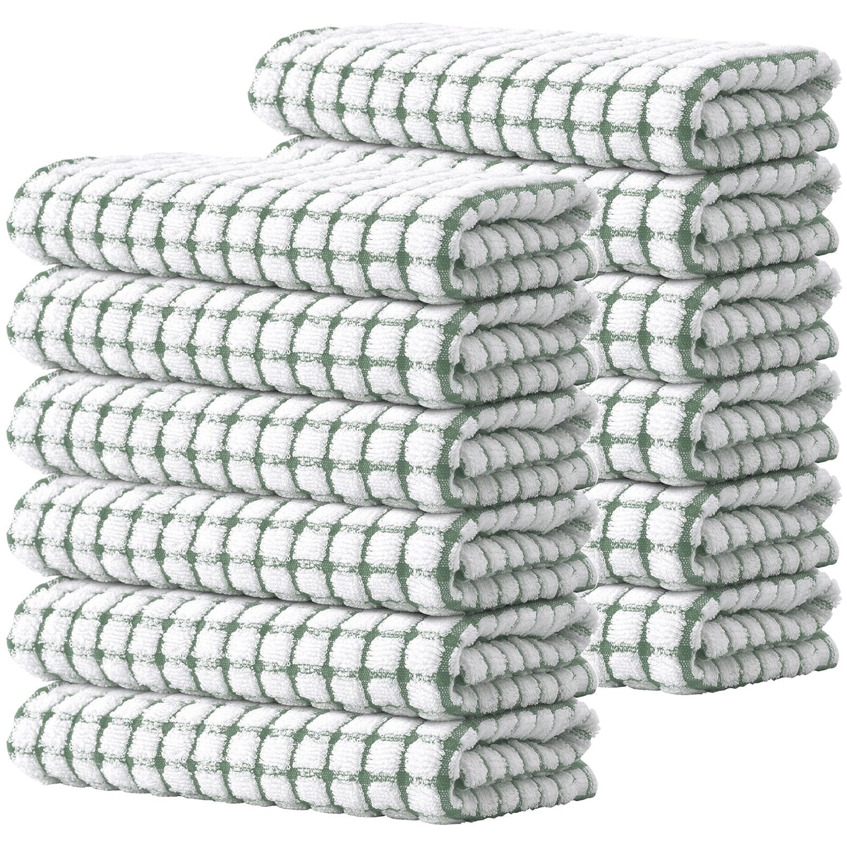 Kitinjoy Cotton 8 Pack Terry Kitchen Dish Cloths, Mixed Color