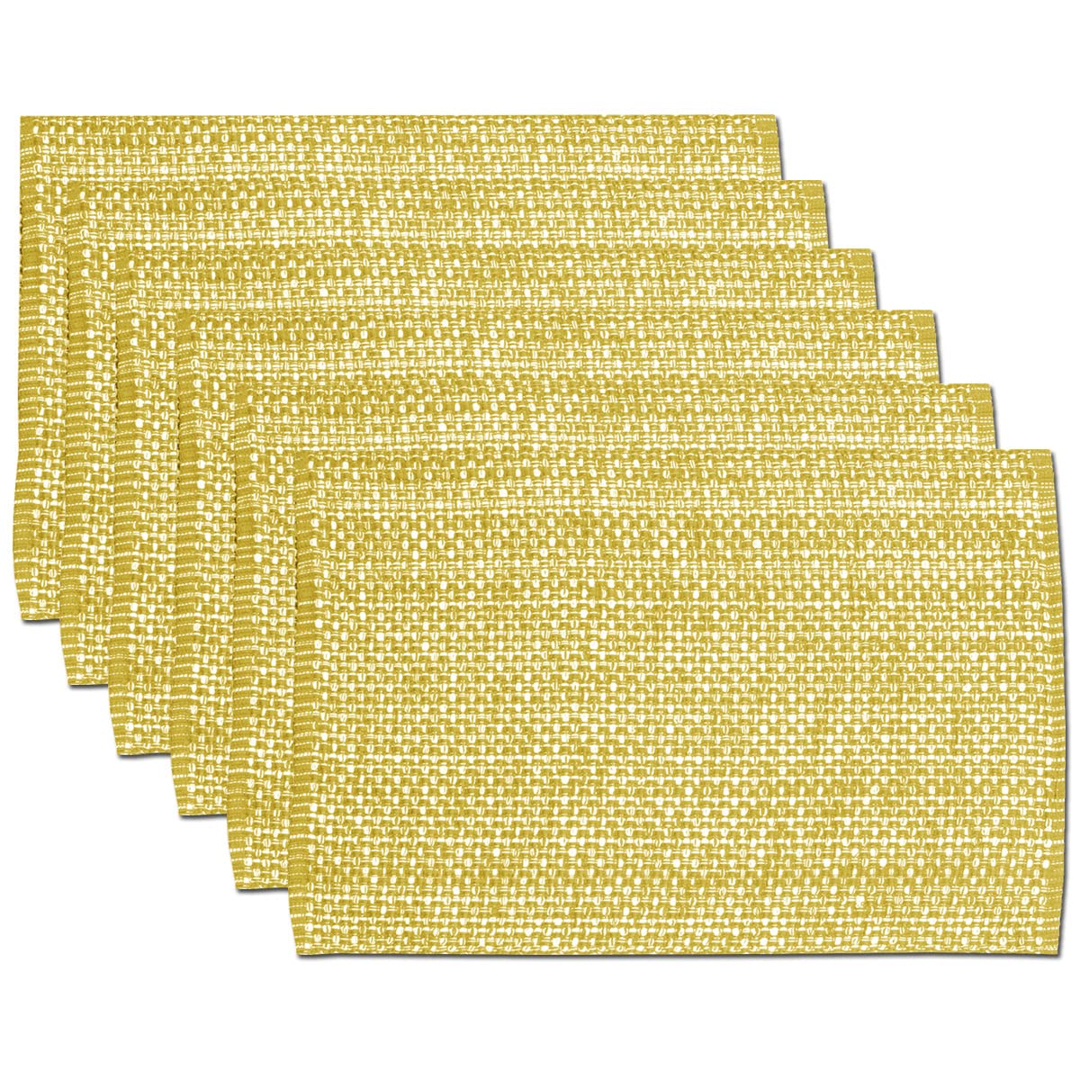 Sweet Home Collection 100% Cotton Placemats for Dining Room Rectangle Two Tone Woven Fabric 13" x 19" Soft Durable Table Mat Set, Set of 6, Eggshell