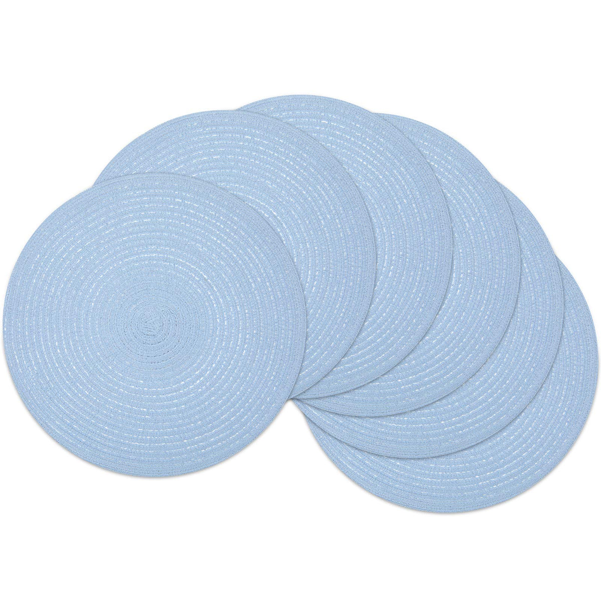 SHACOS 15 inch Round Placemats Set of 6, Cotton Polyester Woven Braided Place Mats, Washable Heat Resistant Circle Table Mats for Dining Table (Beige, 6)