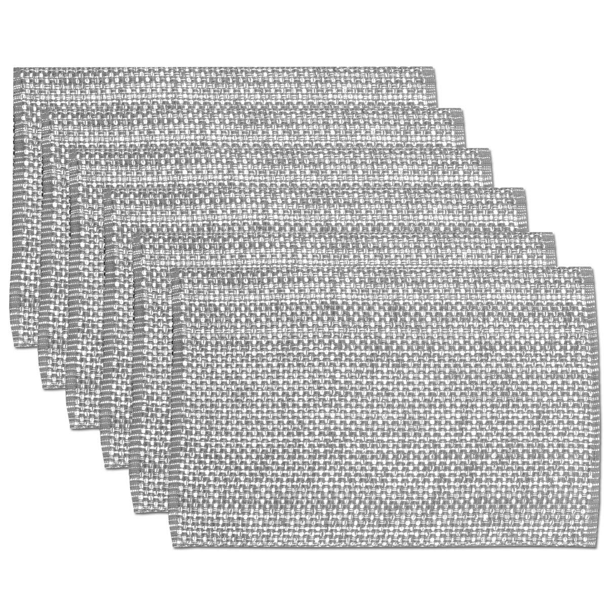 Sweet Home Collection 100% Cotton Placemats for Dining Room Rectangle Two Tone Woven Fabric 13" x 19" Soft Durable Table Mat Set, Set of 6, Eggshell