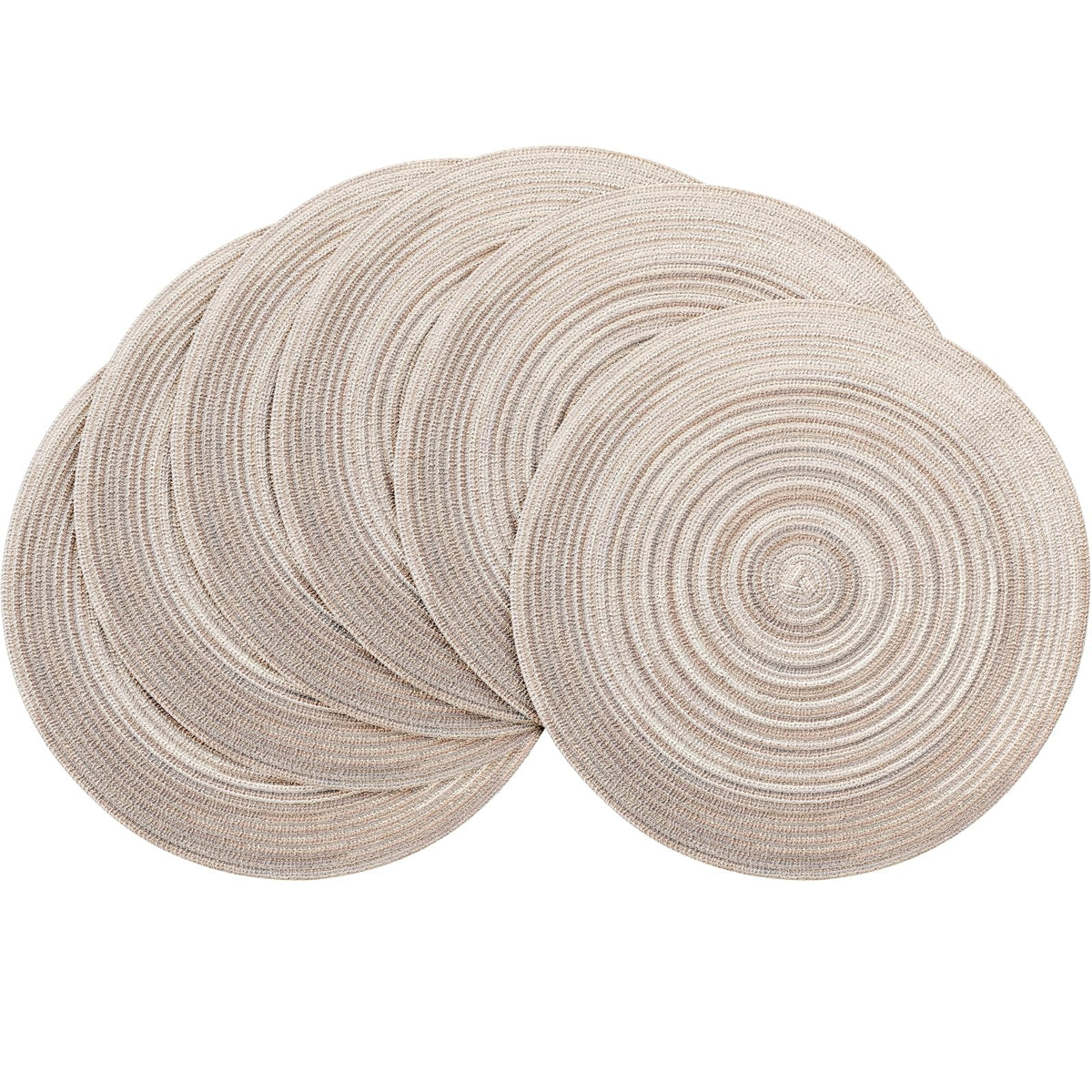 Floroom 15 Inch Round Braided Placemats Set of 4, Washable Heat Resistant Cotton Polyester Circle Place Mats for Kitchen Dining Table - Navy Blue