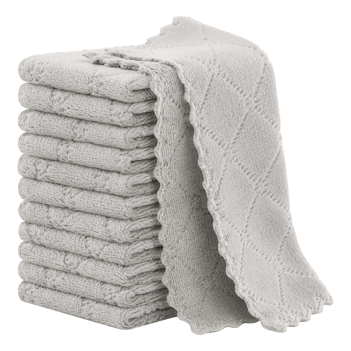 Homaxy 12 Pack Super Soft & Absorbent Dish Cloths, 10" x 10", Grey