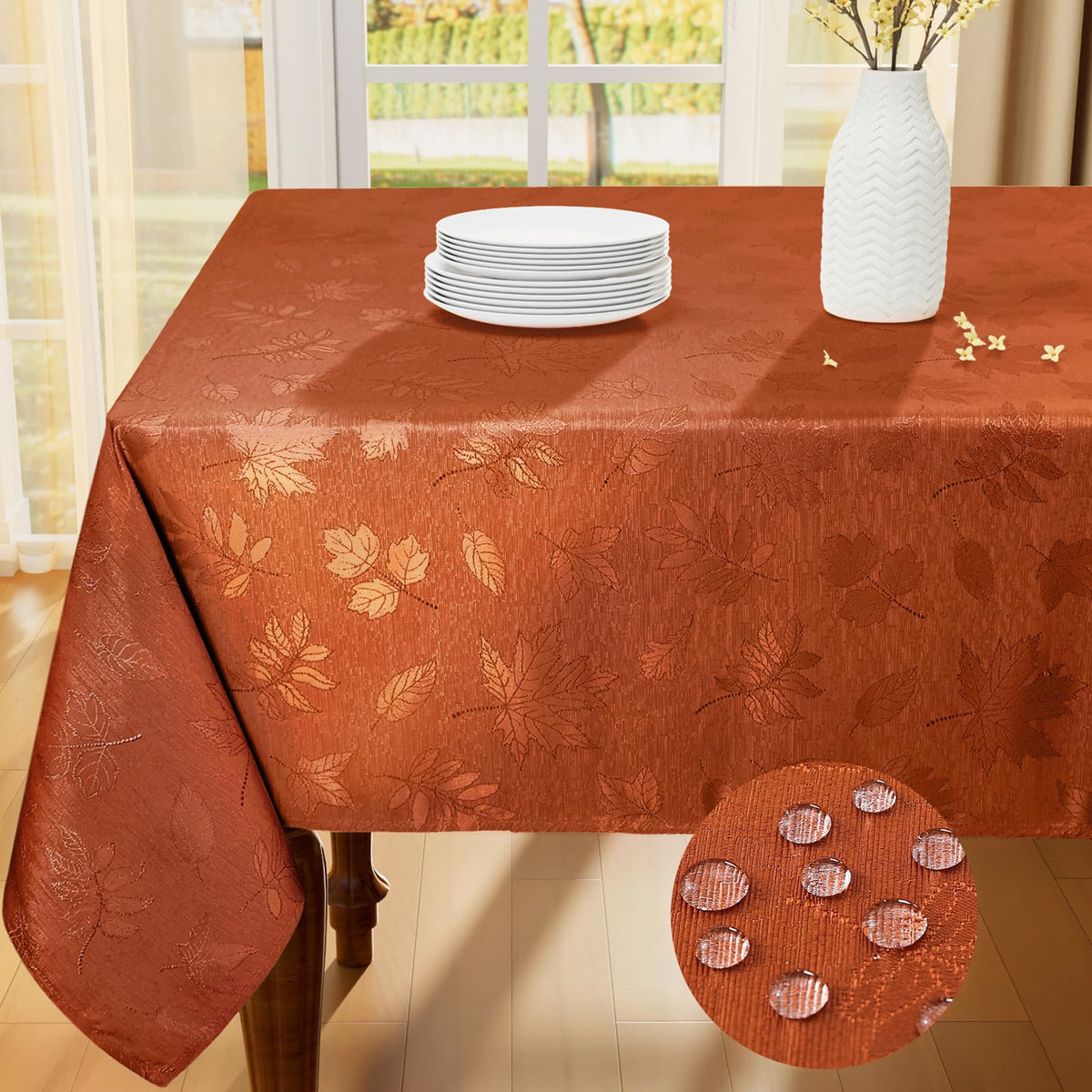 Smiry 60x84 Inch Thanksgiving Jacquard Rectangle Table Cloth for Fall