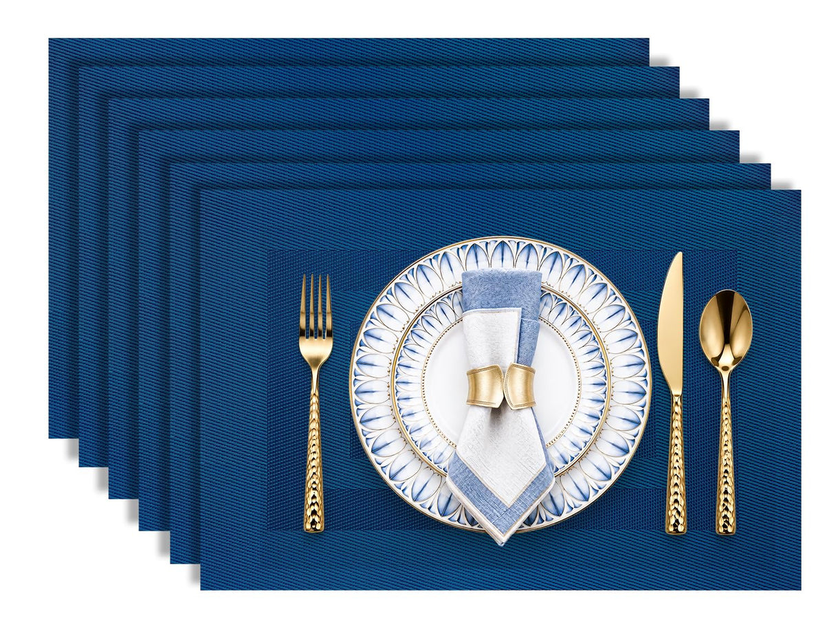 Aofmee Placemats, Placemats Set of 6, Heat Resistant Place Mats, Washable PVC Table Mats, Woven Vinyl Plastic Placemats for Dining Table, Non-Slip Stain Resistant Kitchen Table Placemats Easy to Clean