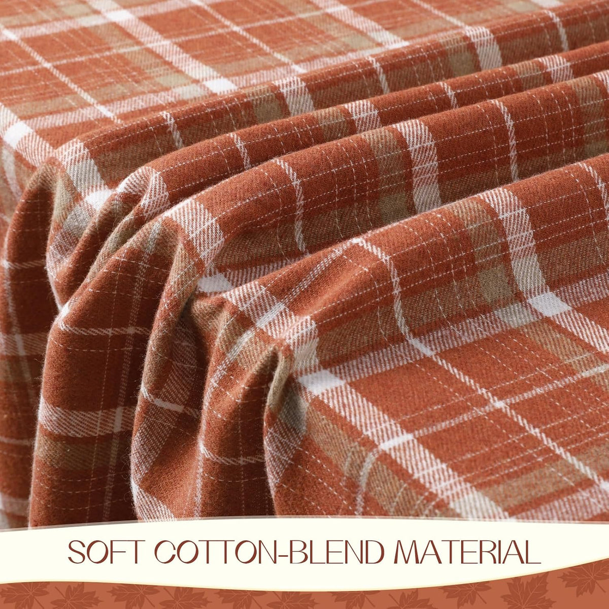 Romanstile Fall Checkered Tablecloth Rectangle, 54 x 80 Inch, Orange