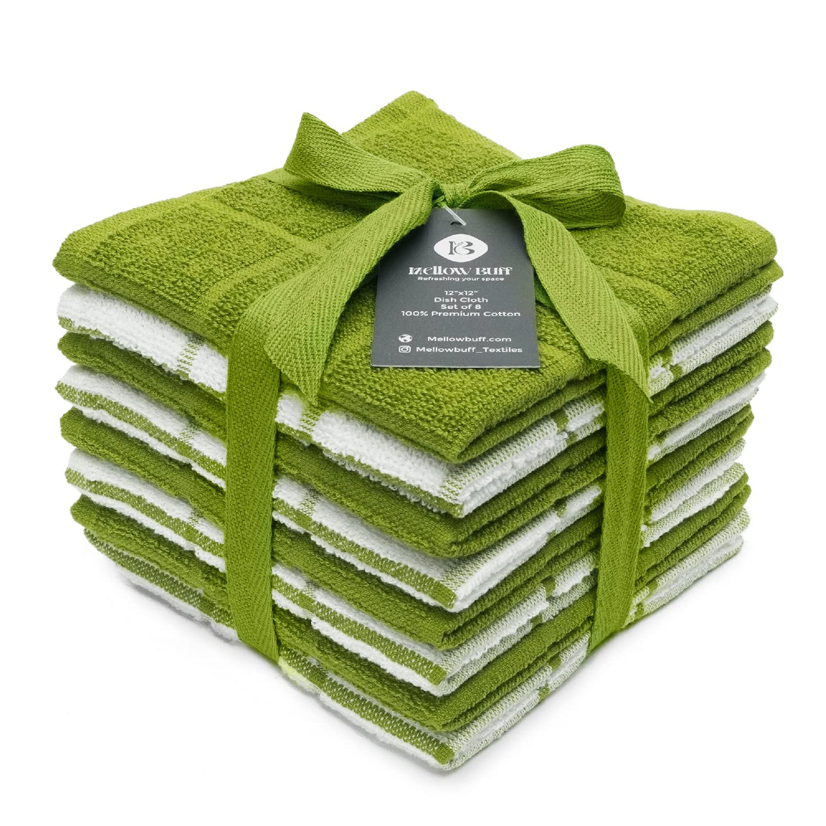 100% Cotton Terry Dish Cloth & Dish Towel, 8 Pack, Super Soft and Absorbent Kitchen Towels, Perfect for Kitchen Cleaning and Dish Washing (TAN (Solid and Checks) 8 Pack)