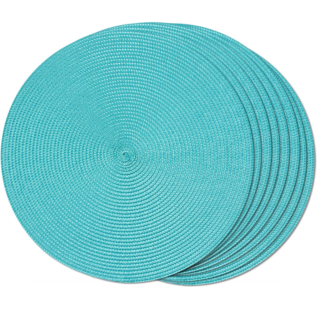 FunWheat Round Braided Placemats Set of 6 Table Mats for Dining Tables Woven Washable Non-Slip Place mats 15 inch(Orange, 6pcs)