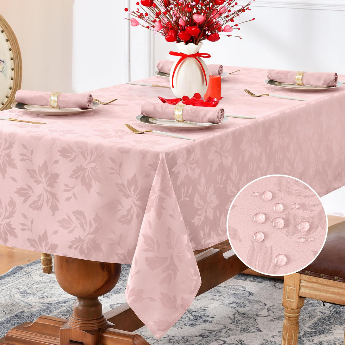 Romanstile Jacquard Rectangle Tablecloth 60 x 120 Inch, White