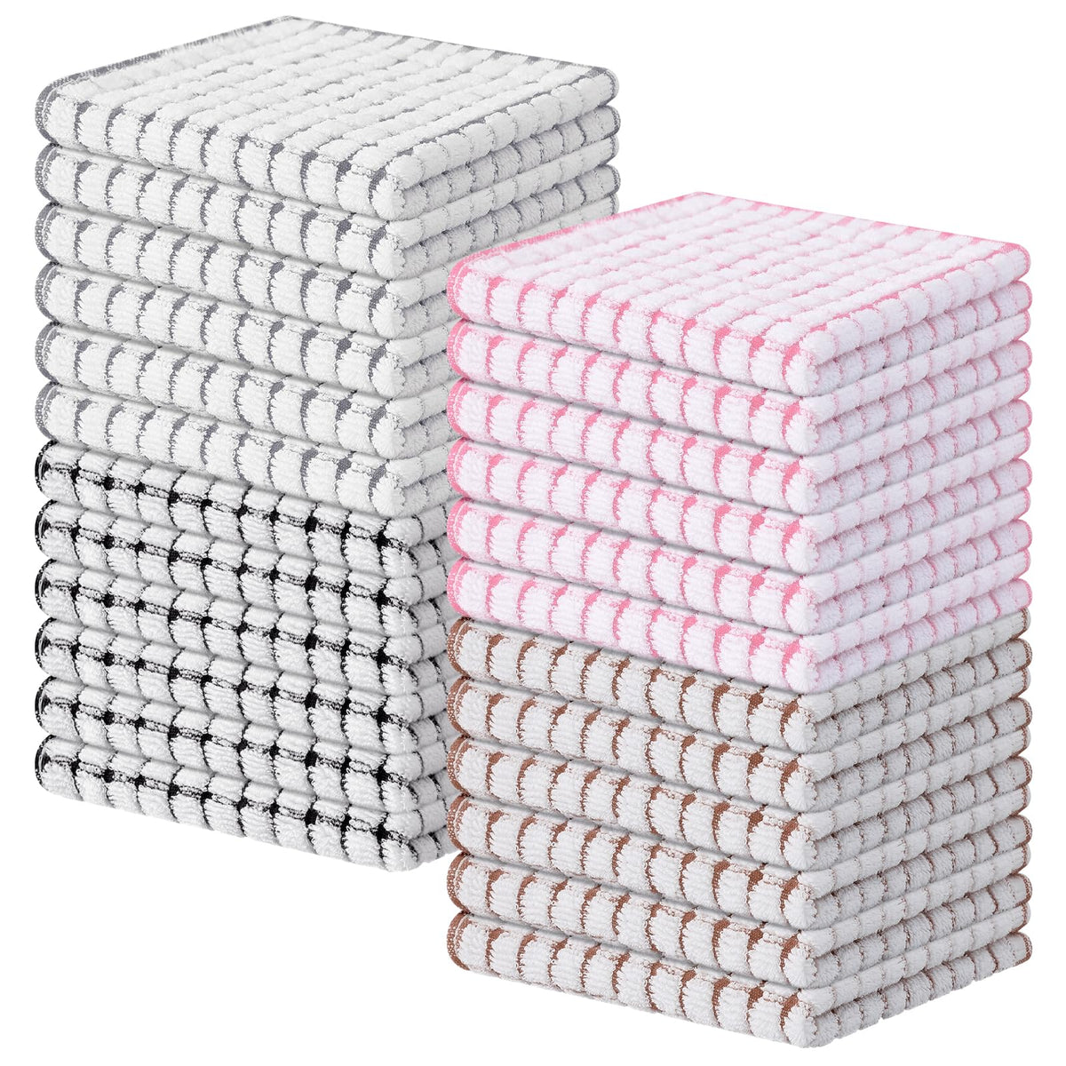 Kitinjoy Cotton 8 Pack Terry Kitchen Dish Cloths, Mixed Color