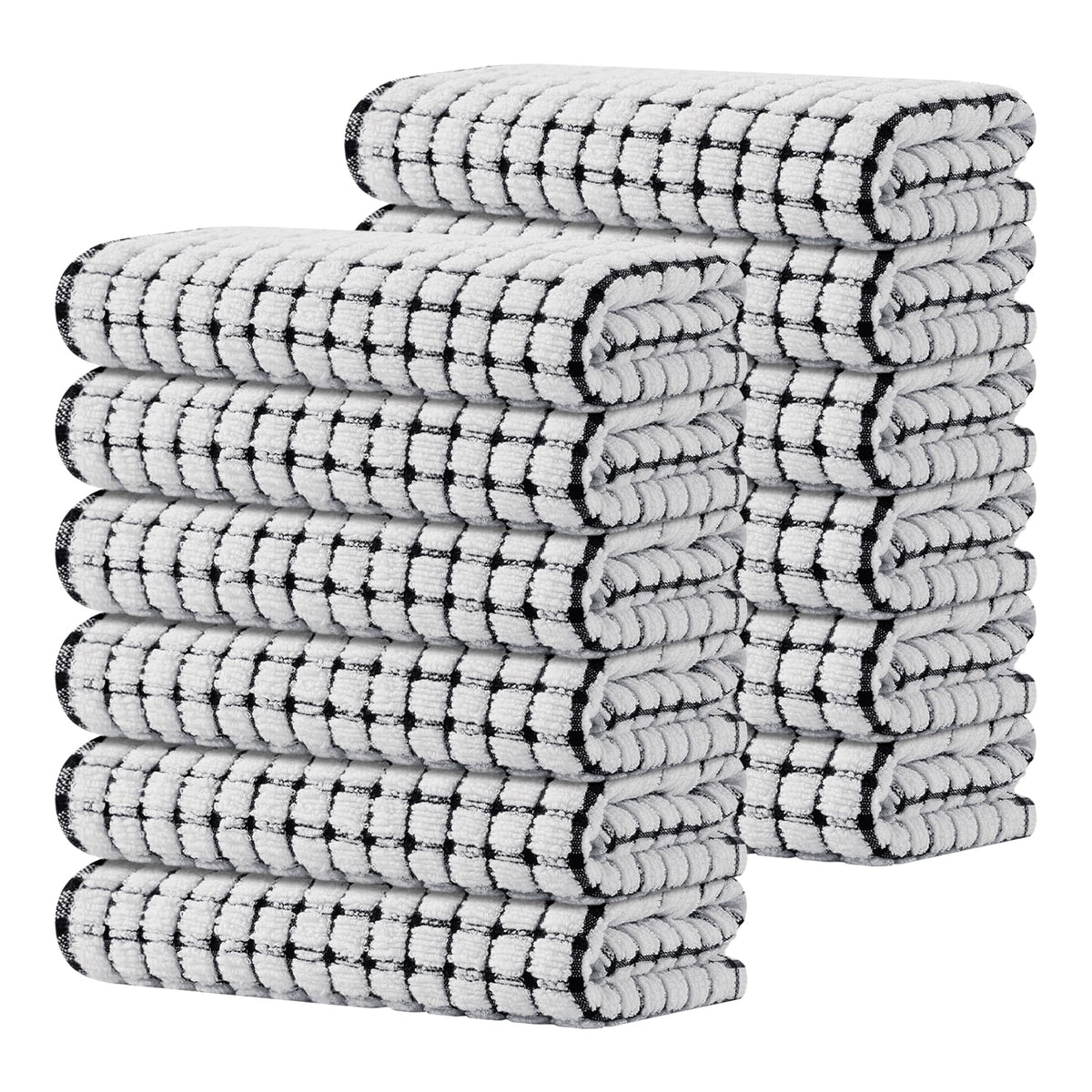 Kitinjoy Cotton 8 Pack Terry Kitchen Dish Cloths, Mixed Color