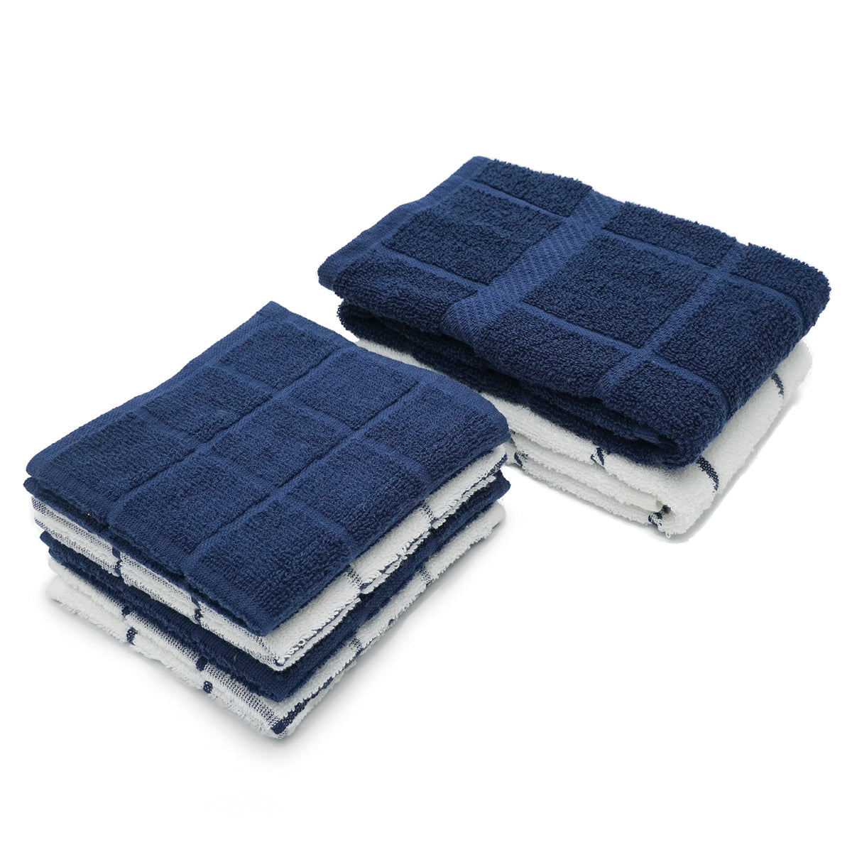 100% Cotton Terry Dish Cloth & Dish Towel, 8 Pack, Super Soft and Absorbent Kitchen Towels, Perfect for Kitchen Cleaning and Dish Washing (TAN (Solid and Checks) 8 Pack)