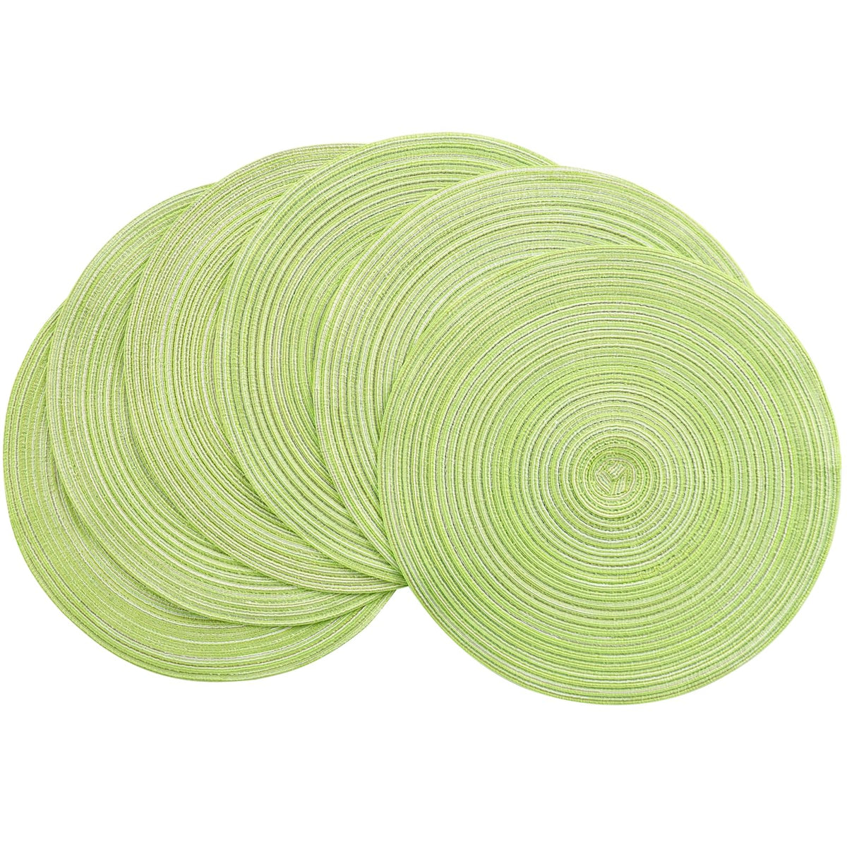 Floroom 15 Inch Round Braided Placemats Set of 4, Washable Heat Resistant Cotton Polyester Circle Place Mats for Kitchen Dining Table - Navy Blue