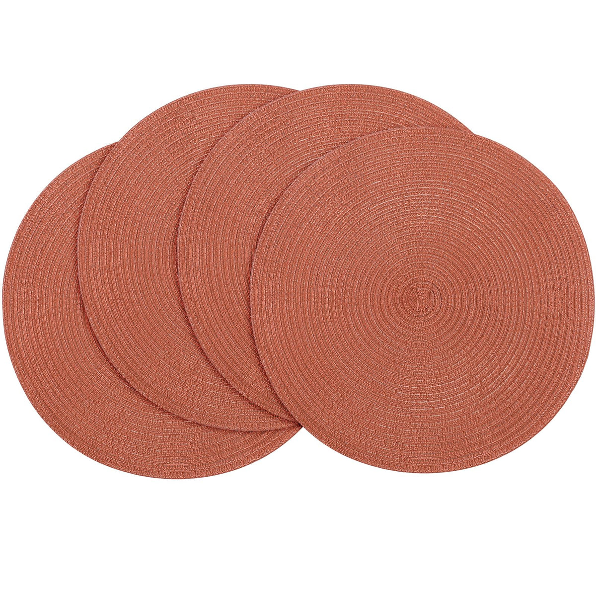 Floroom 15 Inch Round Braided Placemats Set of 4, Washable Heat Resistant Cotton Polyester Circle Place Mats for Kitchen Dining Table - Navy Blue