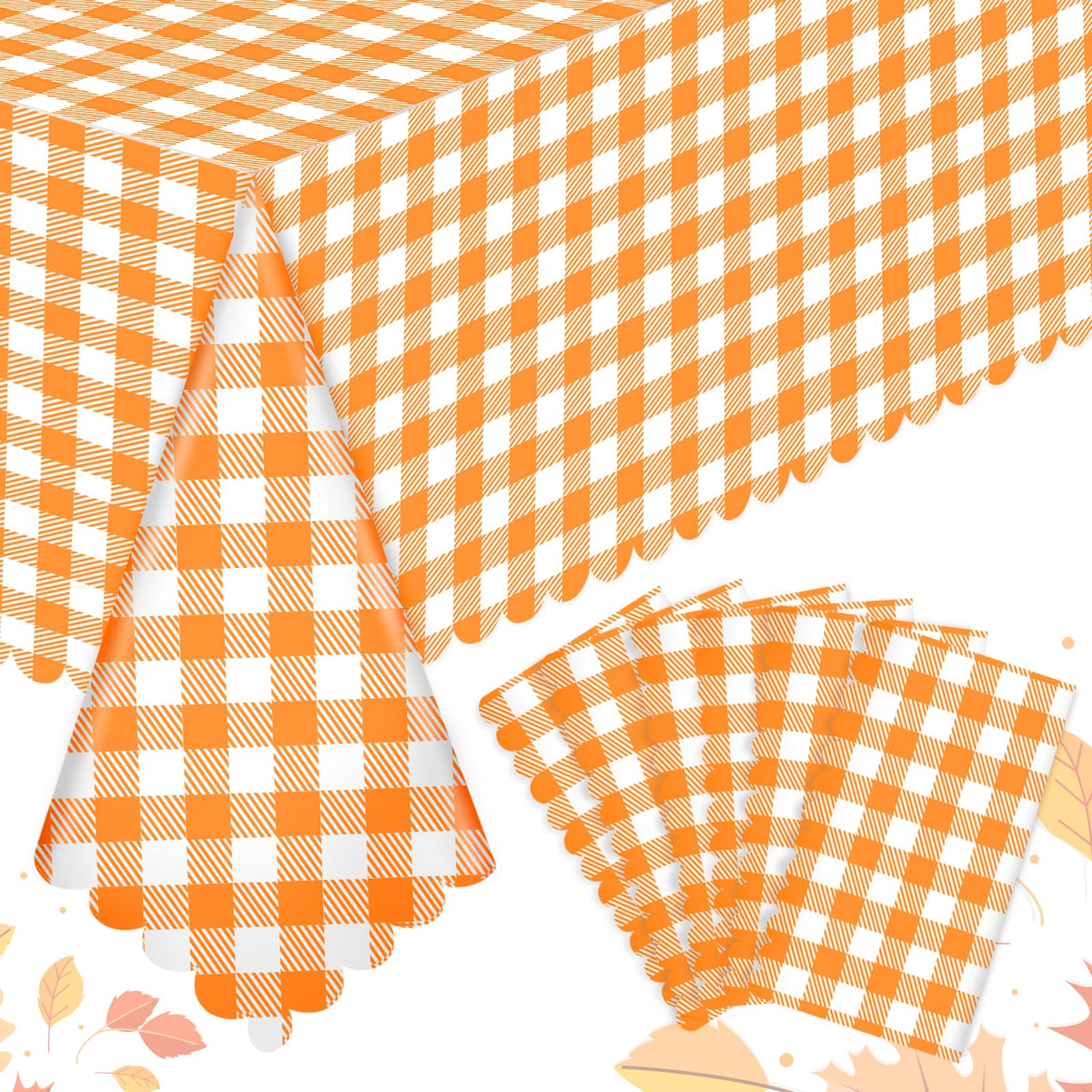 3Pack Light Khaki Gingham Tablecloths, Khaki and White Checkered Tablecloth