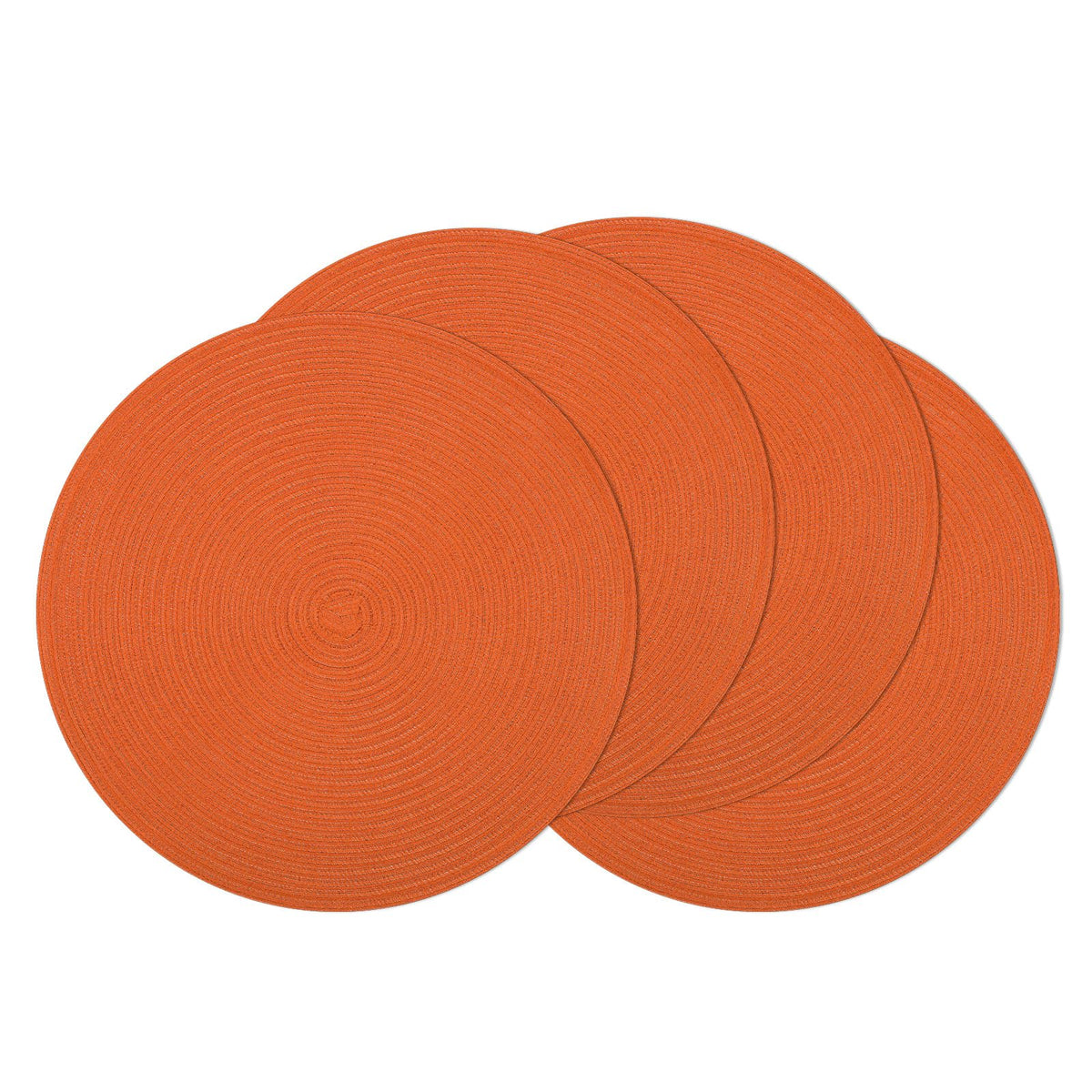 SHACOS 15 inch Round Placemats Set of 6, Cotton Polyester Woven Braided Place Mats, Washable Heat Resistant Circle Table Mats for Dining Table (Beige, 6)