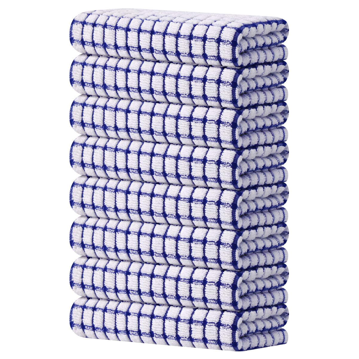 Kitinjoy Cotton 8 Pack Terry Kitchen Dish Cloths, Mixed Color