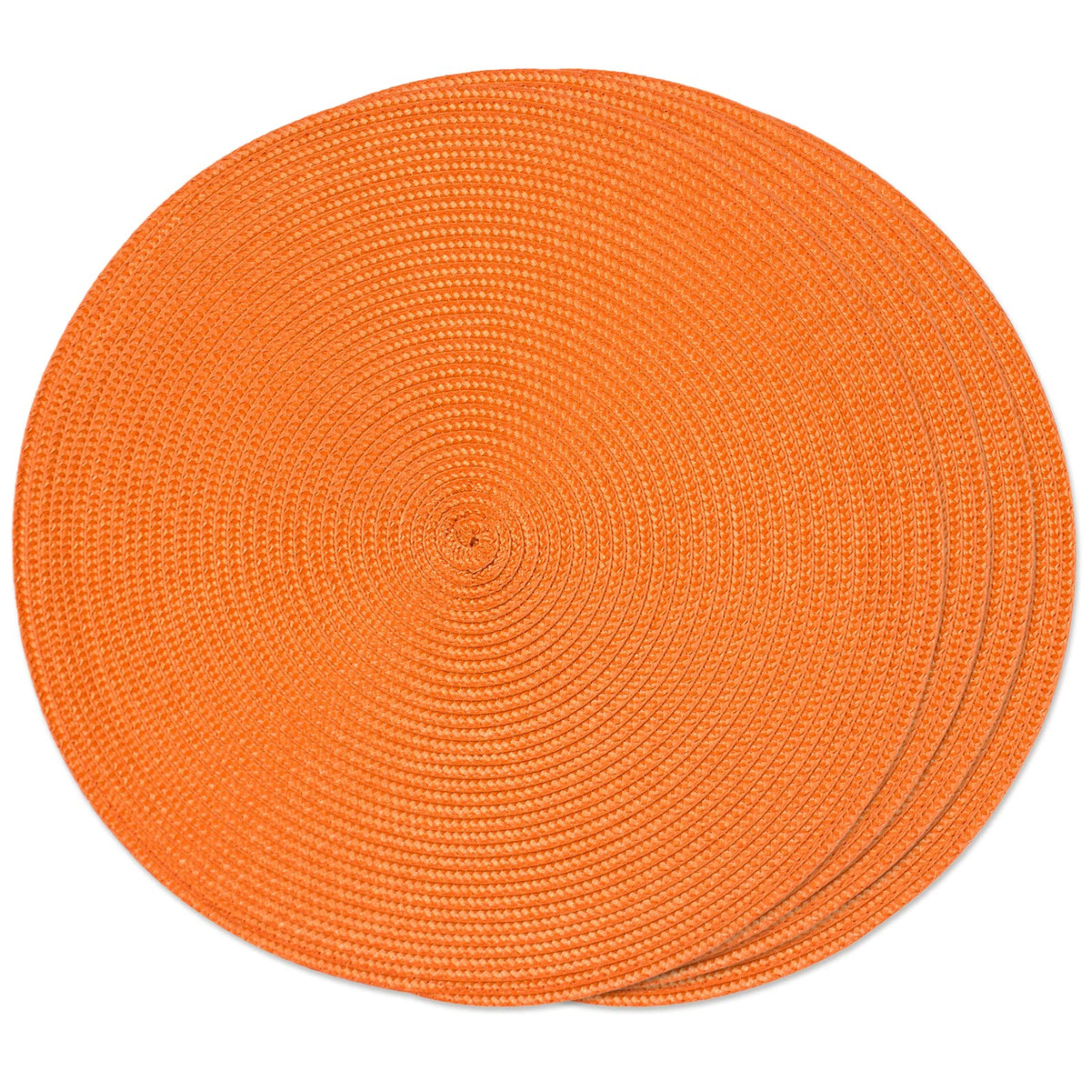 FunWheat Round Braided Placemats Set of 6 Table Mats for Dining Tables Woven Washable Non-Slip Place mats 15 inch(Orange, 6pcs)