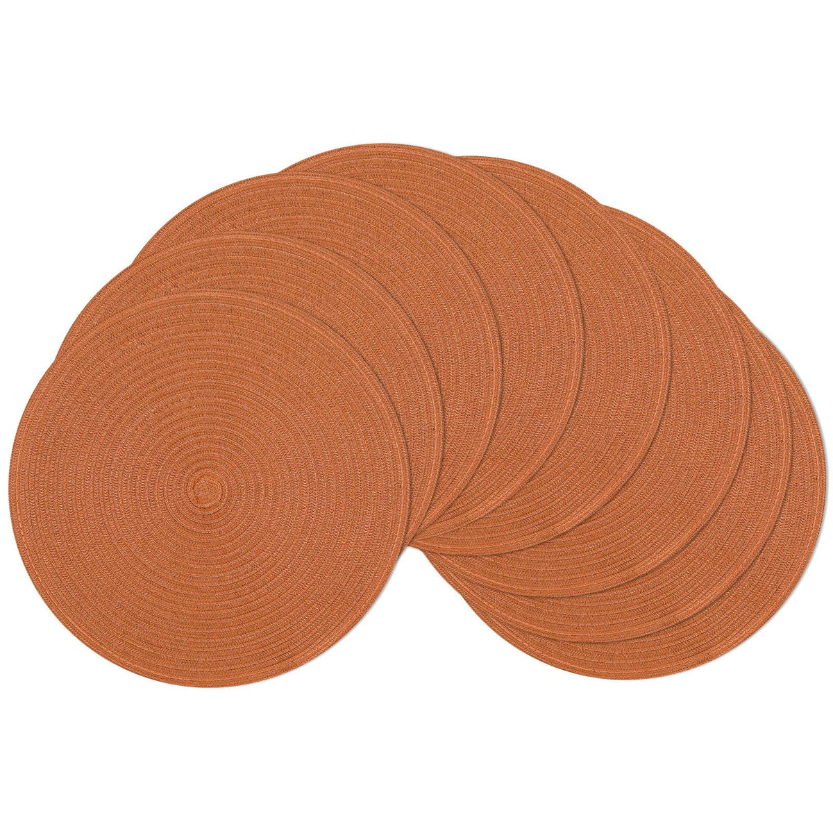 SHACOS Round Braided Placemats Set of 8 Cotton Fabric Round Table Mats Non Slip Washable 15 inch Round Place Mats Home Party Table Decor (Beige, 8)