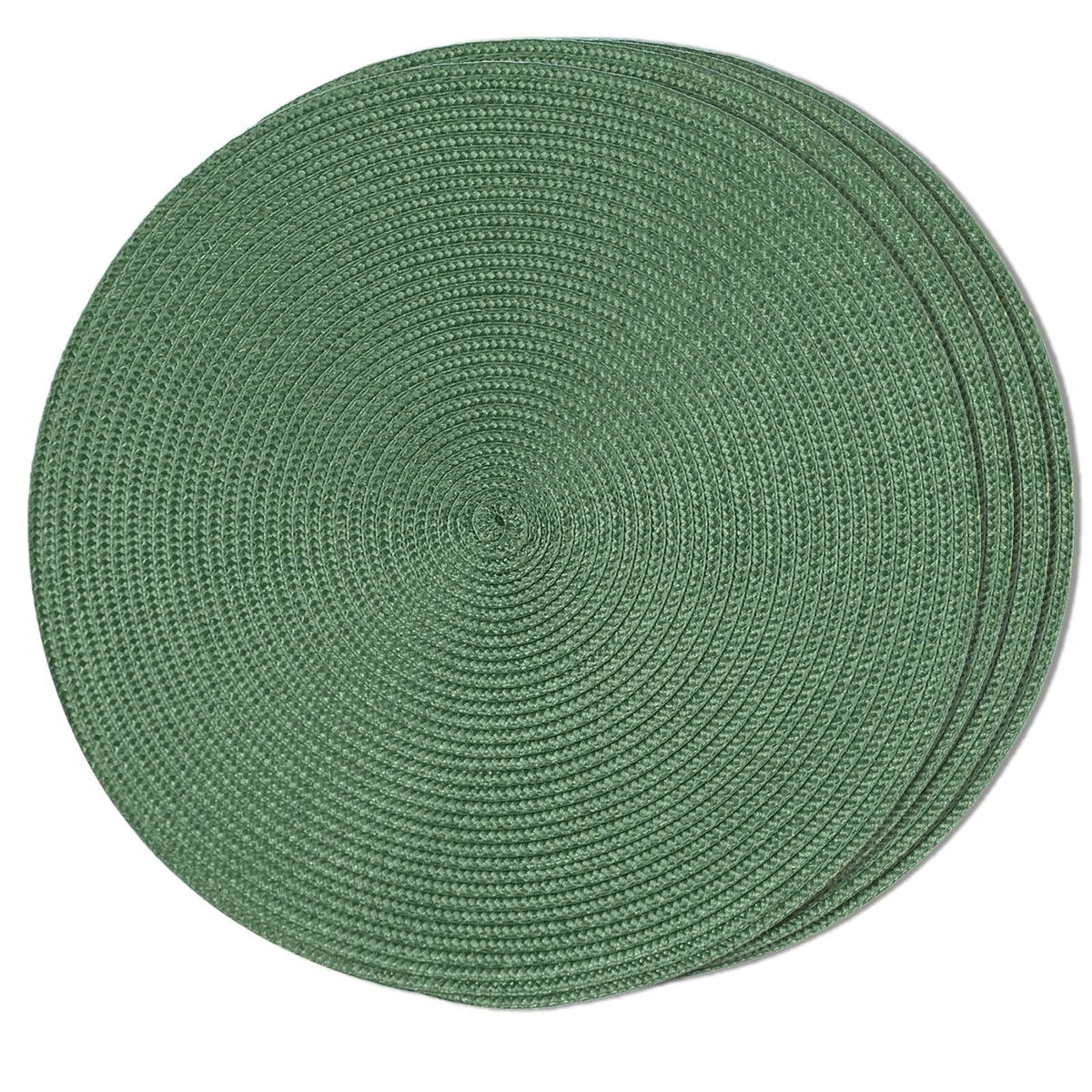 FunWheat Round Braided Placemats Set of 6 Table Mats for Dining Tables Woven Washable Non-Slip Place mats 15 inch(Orange, 6pcs)