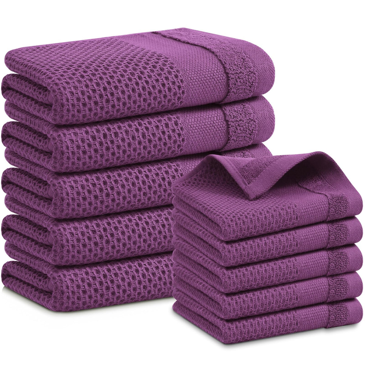 Homaxy 100% Cotton Dish Cloths, 8 Pack - 12 x 12 Inches, Black