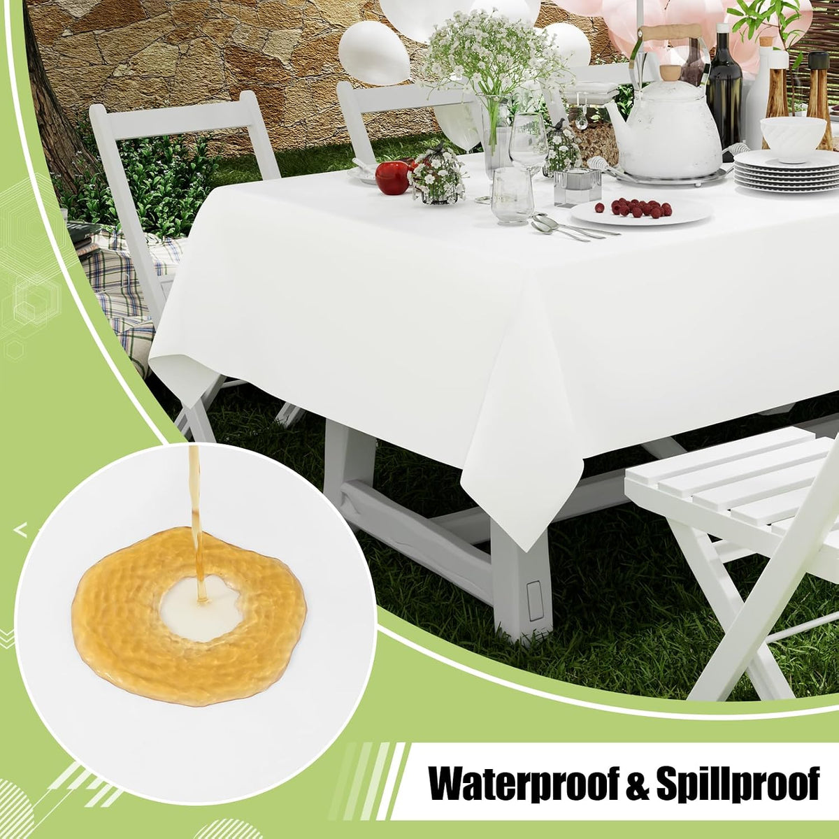 Smiry Plastic Disposable Waterproof Table Cloth - 54 x 108 Inch, 6 Packs