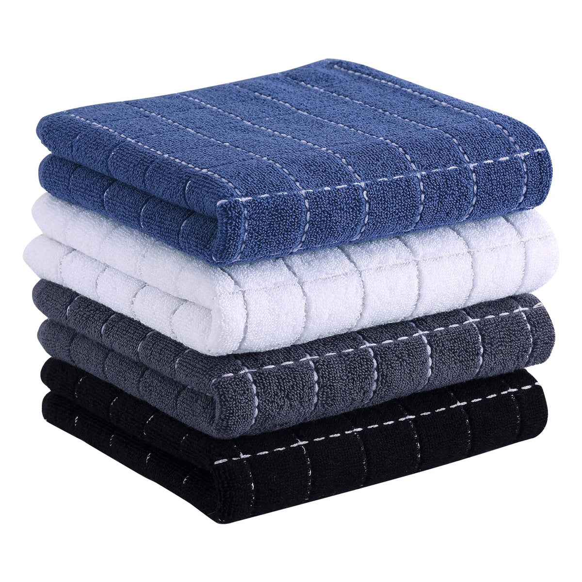 Homaxy 100% Cotton Terry Kitchen Dish Cloths, 6 Pack, Navy Blue