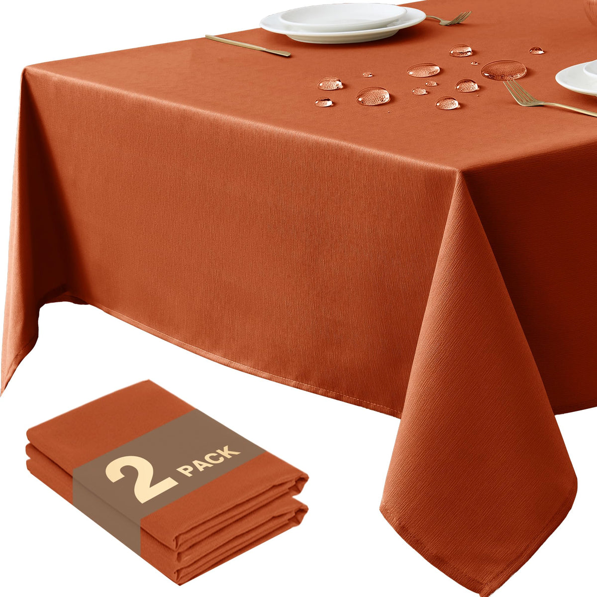 Fall Tablecloths Rectangular 6ft, 2-Pack Waterproof Slub Texture