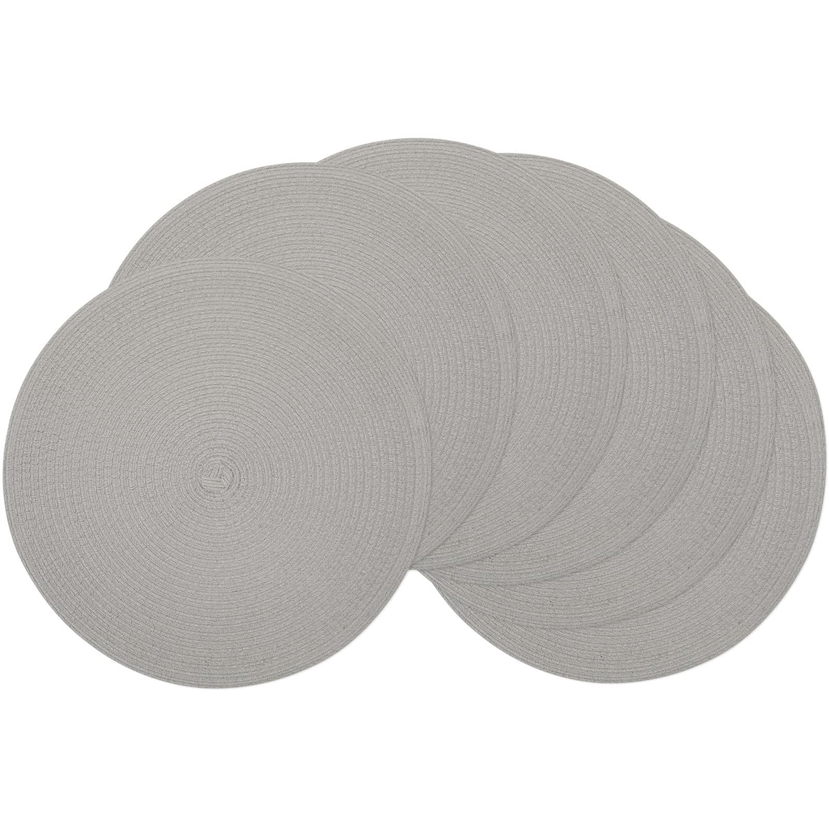 SHACOS 15 inch Round Placemats Set of 6, Cotton Polyester Woven Braided Place Mats, Washable Heat Resistant Circle Table Mats for Dining Table (Beige, 6)