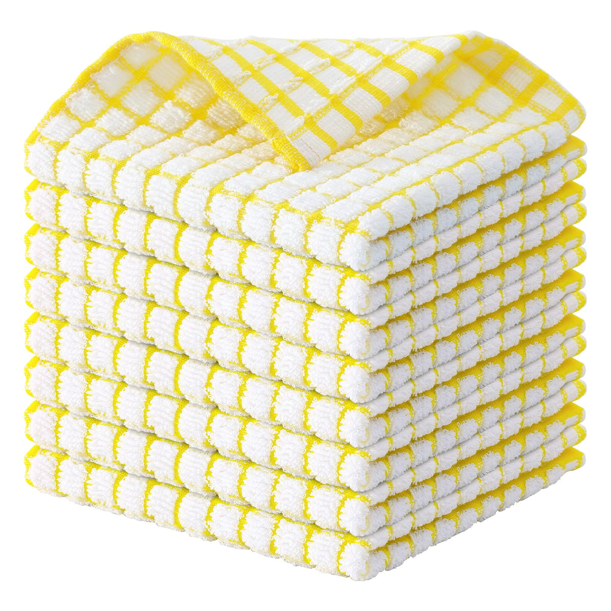 Kitinjoy Cotton 8 Pack Terry Kitchen Dish Cloths, Mixed Color
