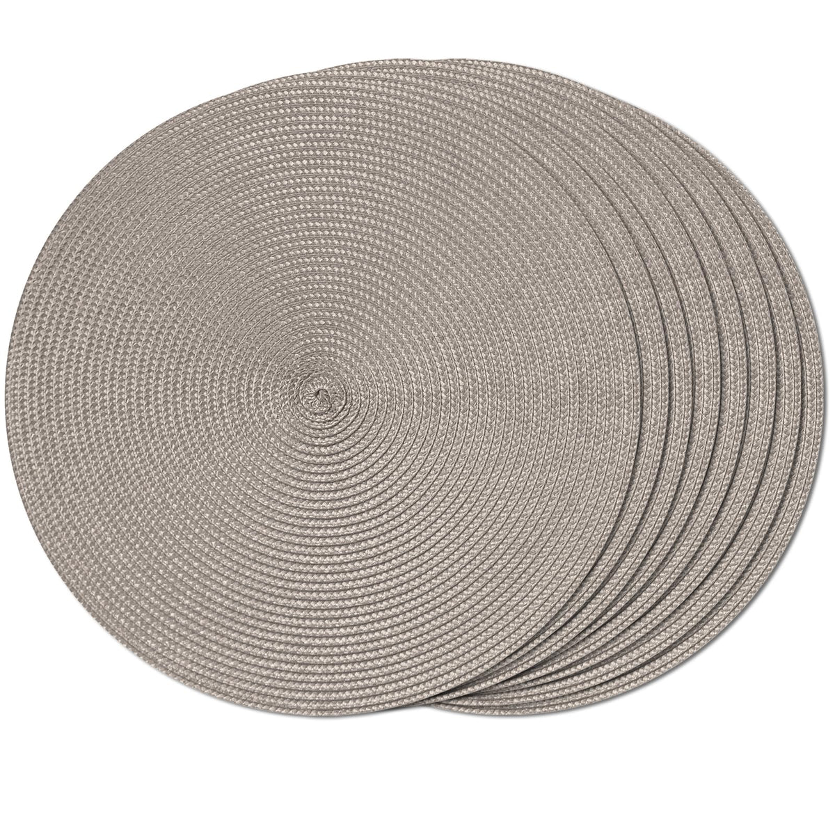 FunWheat Round Braided Placemats Set of 6 Table Mats for Dining Tables Woven Washable Non-Slip Place mats 15 inch(Orange, 6pcs)