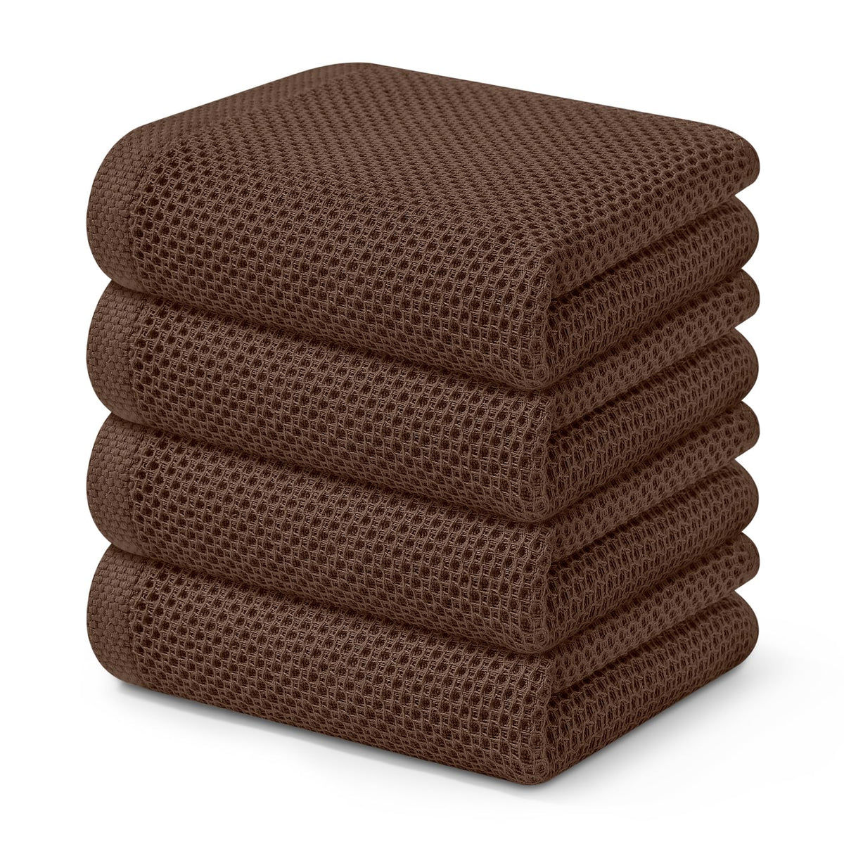 Kitinjoy 100% Cotton Waffle 6-Pack Kitchen Towels, 12" x 12", Dark Grey