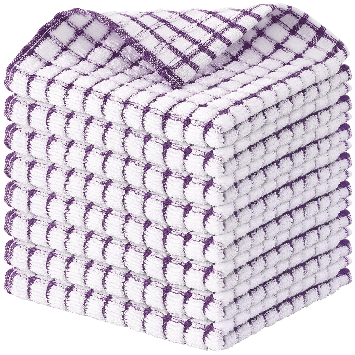 Kitinjoy Cotton 8 Pack Terry Kitchen Dish Cloths, Mixed Color