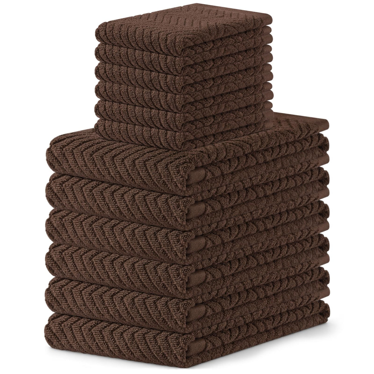 Homaxy 8 Pack 100% Cotton Kitchen Towels and Dishcloths Set, Burgundy