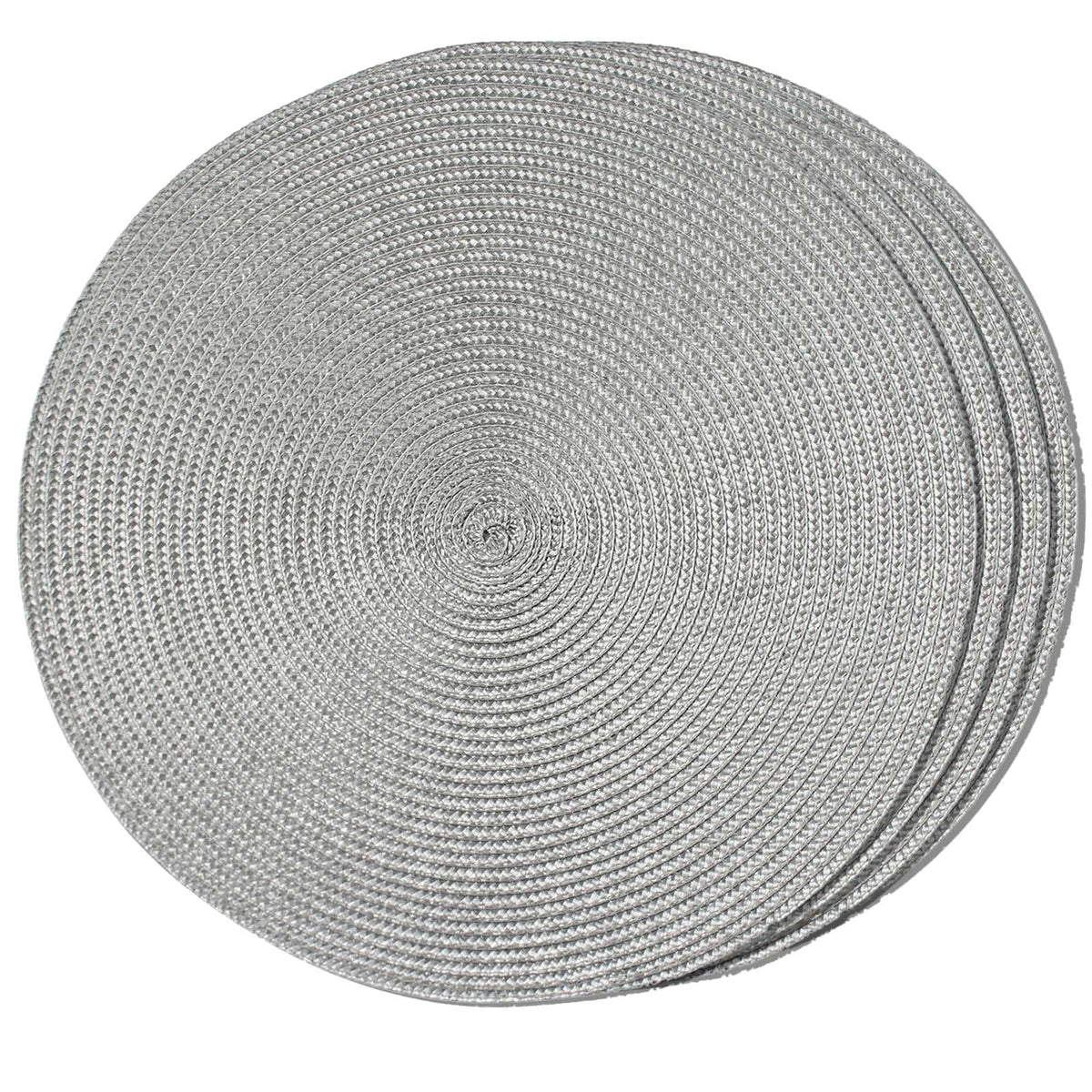 FunWheat Round Braided Placemats Set of 6 Table Mats for Dining Tables Woven Washable Non-Slip Place mats 15 inch(Orange, 6pcs)