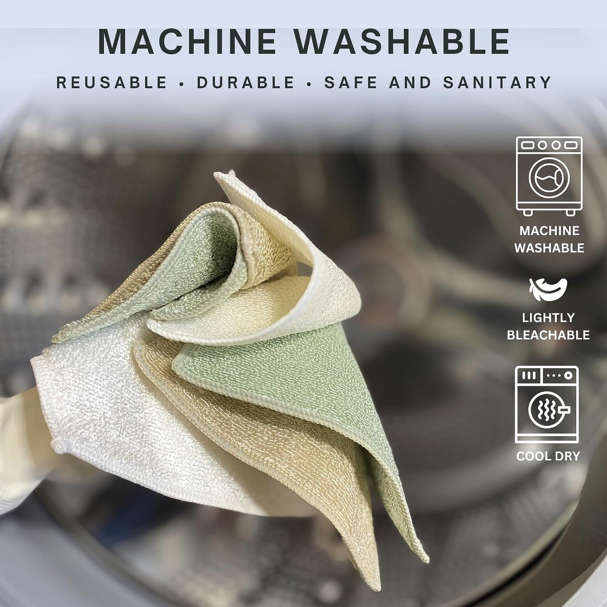 Whiffkitch Dishcloths Kitchen Dishrag Cleaning Scrub Reusable 6pk 6x7in
