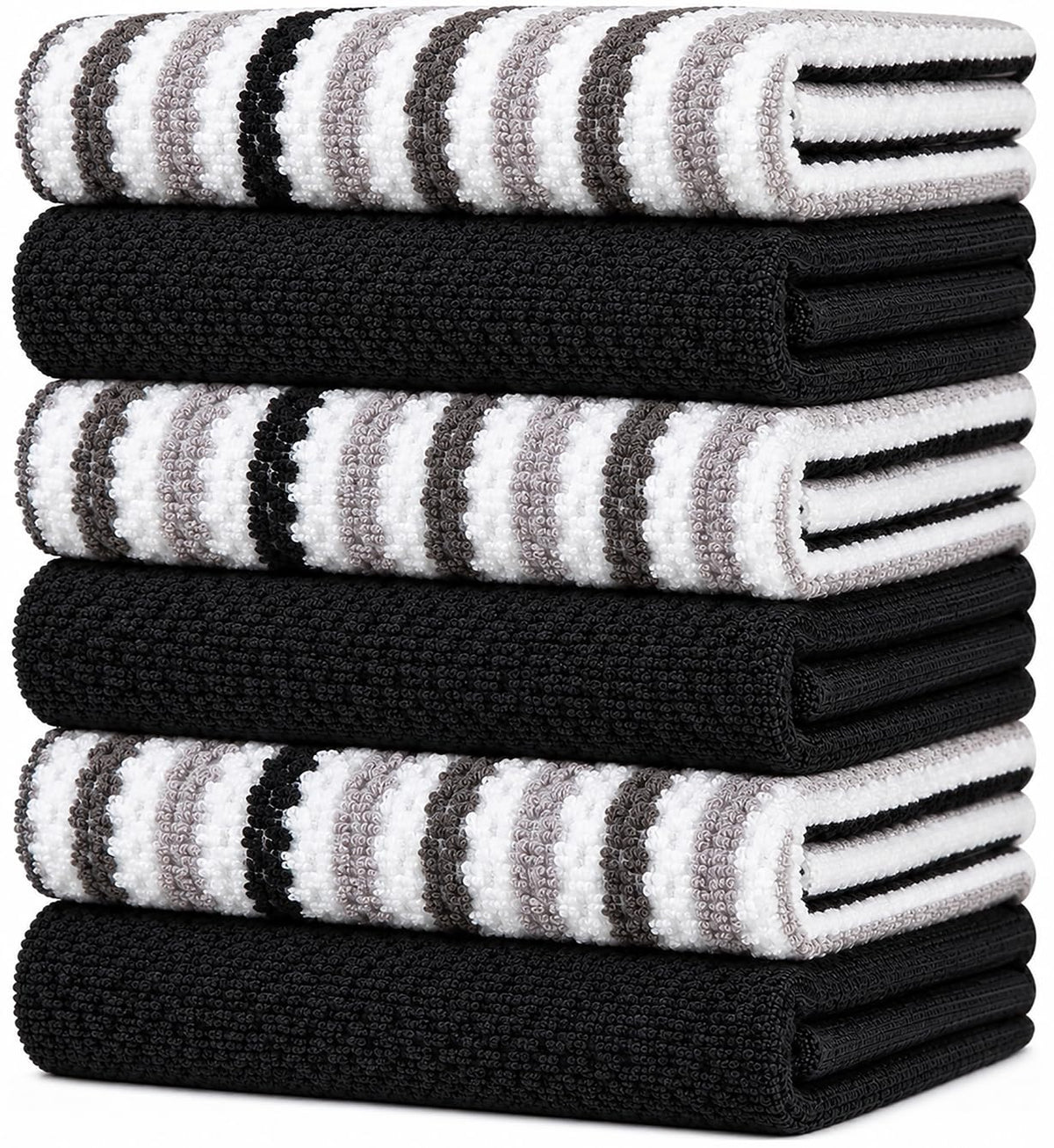 Bumble Dish Cloths 8-Pack, Cotton Kitchen Towels, 12"x12" Blue Wide Stripes