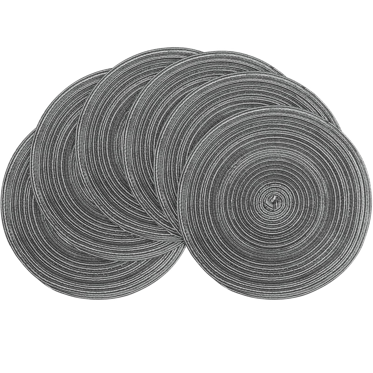 Floroom 15 Inch Round Braided Placemats Set of 4, Washable Heat Resistant Cotton Polyester Circle Place Mats for Kitchen Dining Table - Navy Blue
