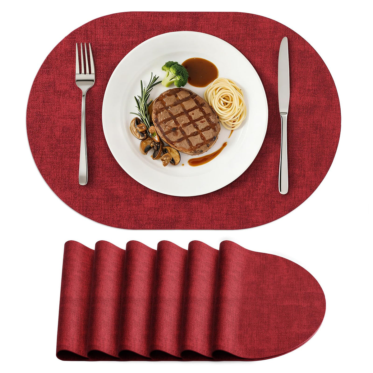 homing Heat Resistant Oval Placemats Set of 6, Beige