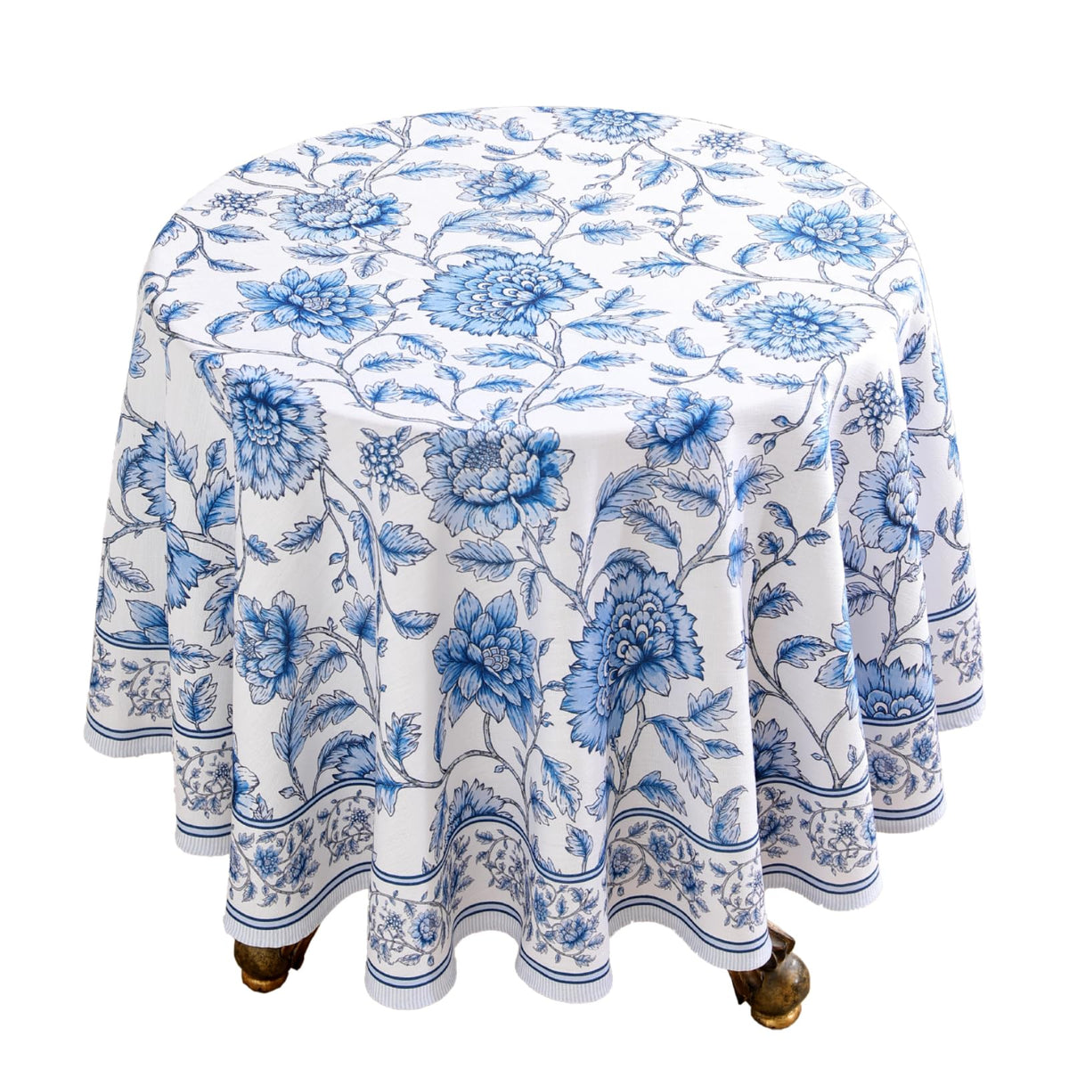 ISAENNE Designer Linen Rectangular Long Tablecloth,118"x67"-Serenity G