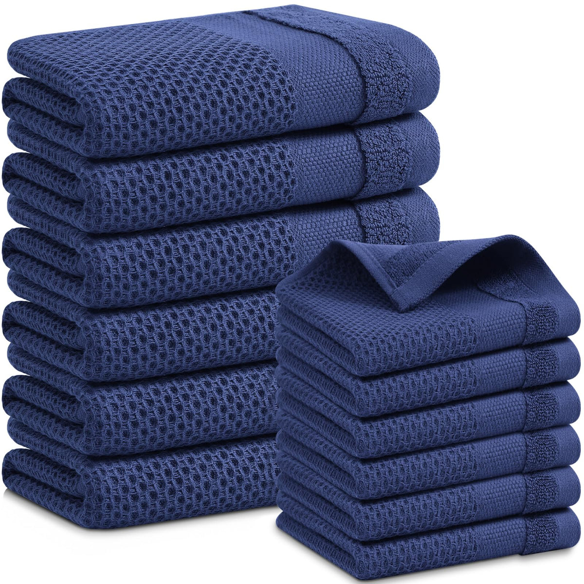 Homaxy 100% Cotton Dish Cloths, 8 Pack - 12 x 12 Inches, Black
