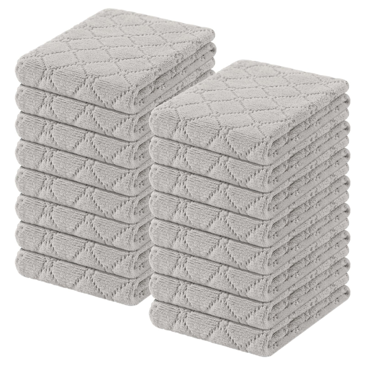 Homaxy 12 Pack Super Soft & Absorbent Dish Cloths, 10" x 10", Grey