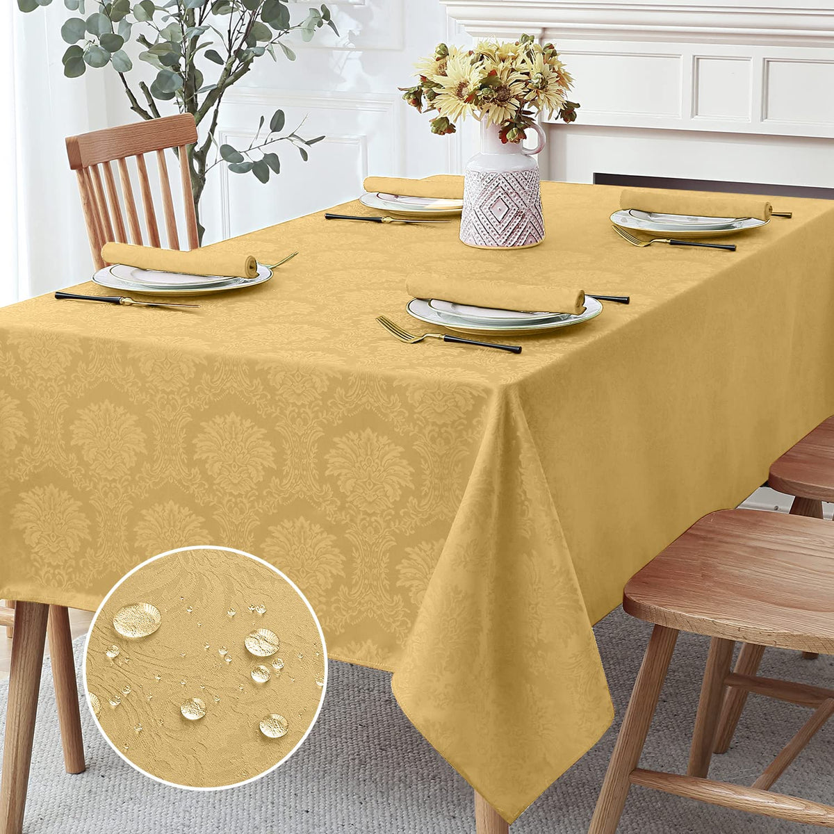 Romanstile Jacquard Rectangle Tablecloth 60 x 120 Inch, White