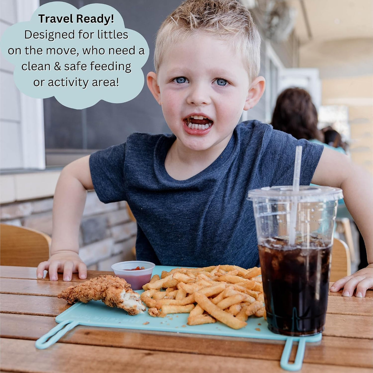 Table Tyke Baby Restaurant Placemat, Silicone Edge Bumper, Sage Green