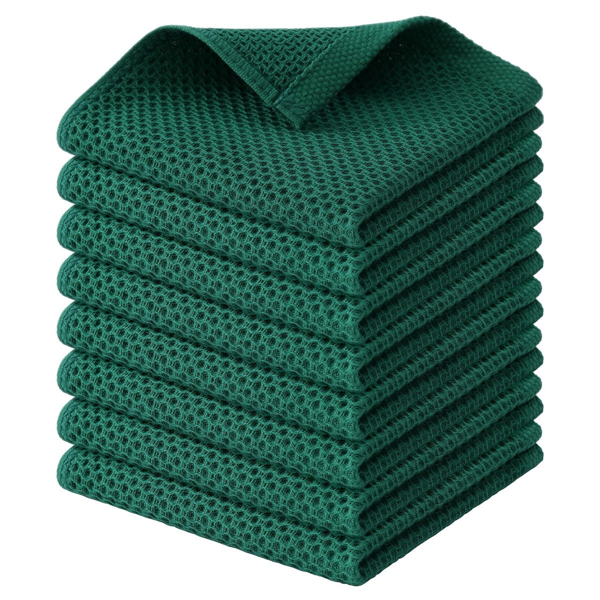 Kitinjoy 100% Cotton Waffle 6-Pack Kitchen Towels, 12" x 12", Dark Grey