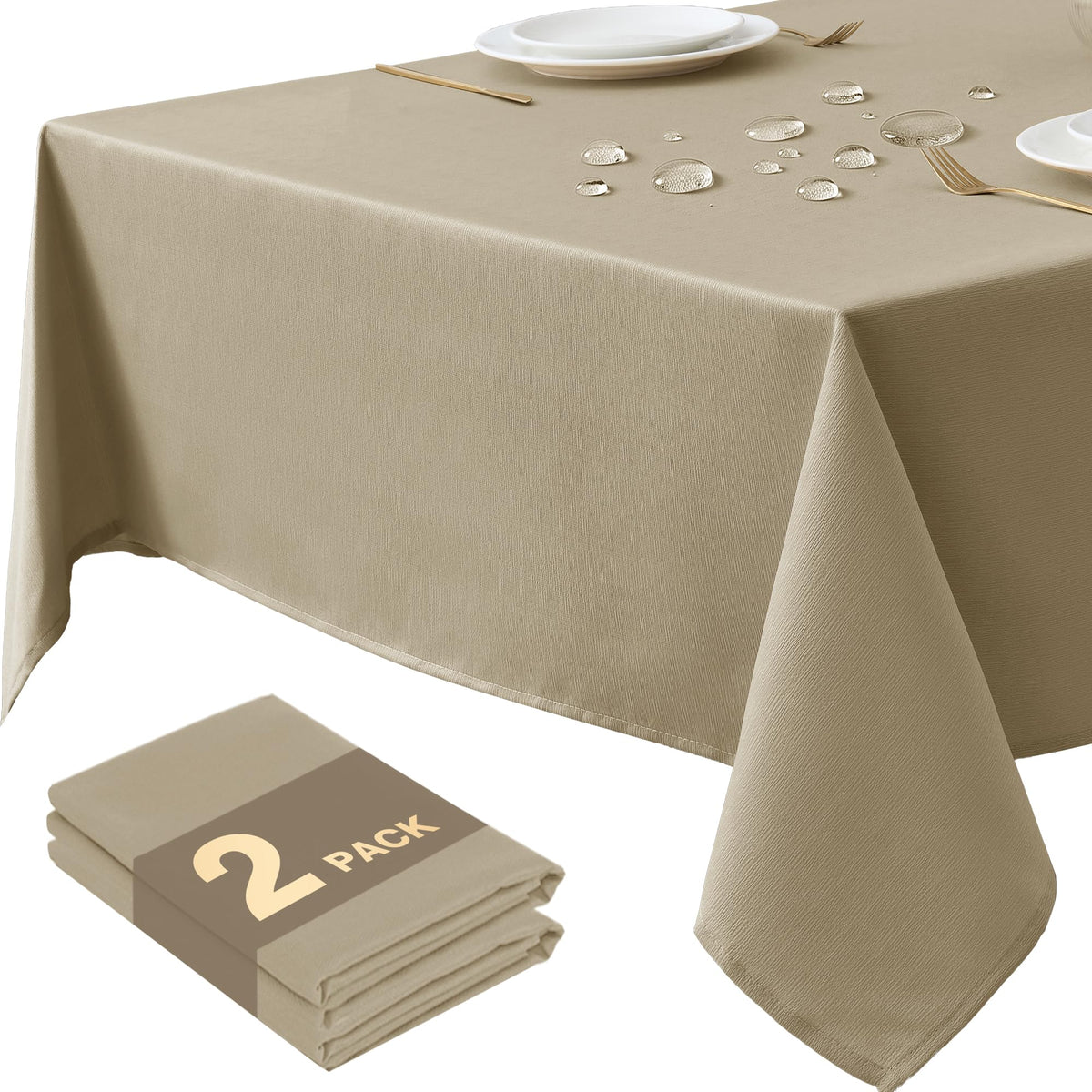 Fall Tablecloths Rectangular 6ft, 2-Pack Waterproof Slub Texture