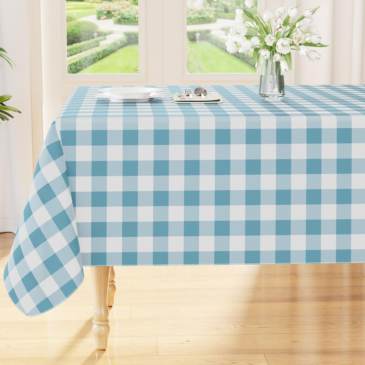 Smiry Fall Tablecloth, Flannel Backed Vinyl Table Cloth, 60"x84"