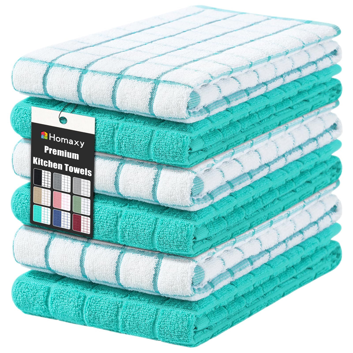 Homaxy Premium Cotton Kitchen Dish Cloths 12"x 12", 6 Pack, Tan