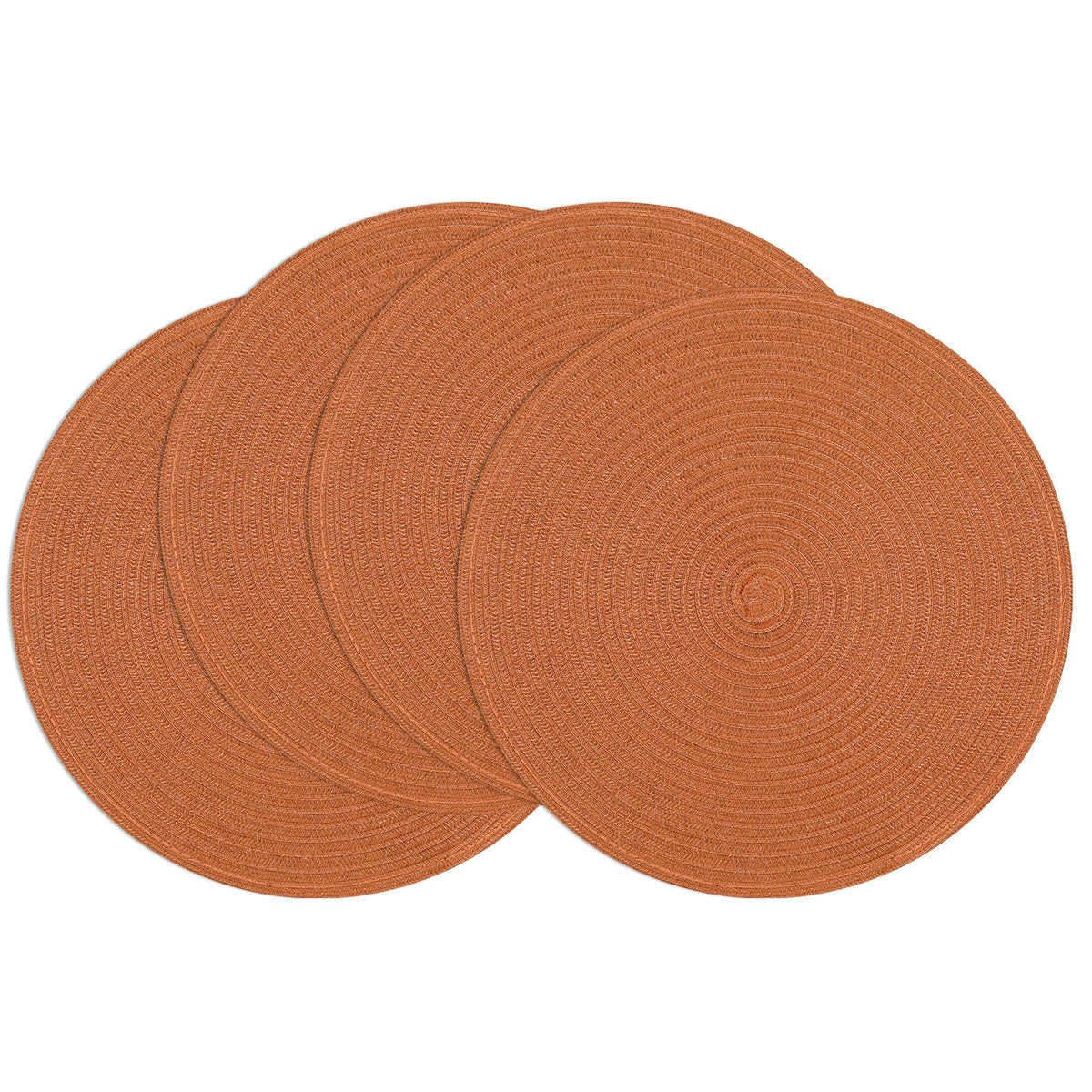SHACOS 15 inch Round Placemats Set of 6, Cotton Polyester Woven Braided Place Mats, Washable Heat Resistant Circle Table Mats for Dining Table (Beige, 6)