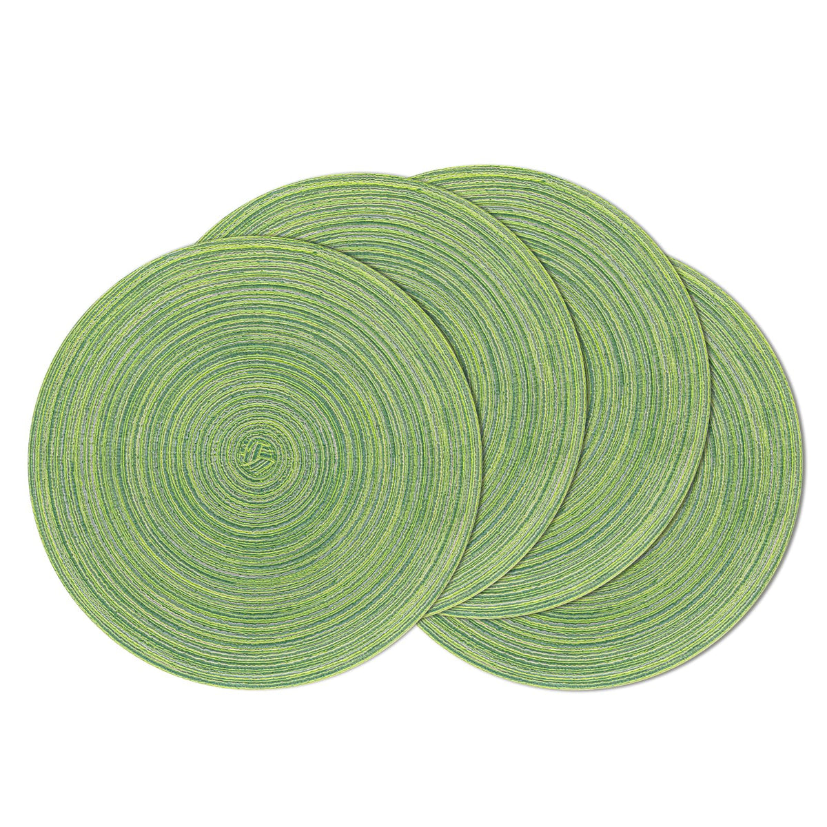 SHACOS 15 inch Round Placemats Set of 6, Cotton Polyester Woven Braided Place Mats, Washable Heat Resistant Circle Table Mats for Dining Table (Beige, 6)